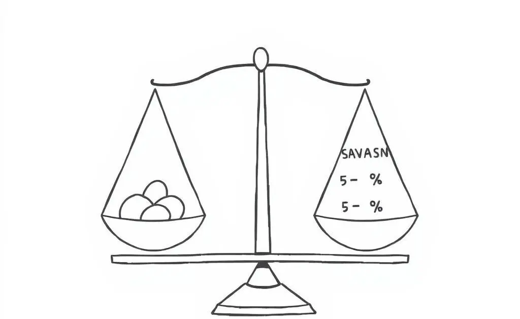 Balancing scale with savings and expenses