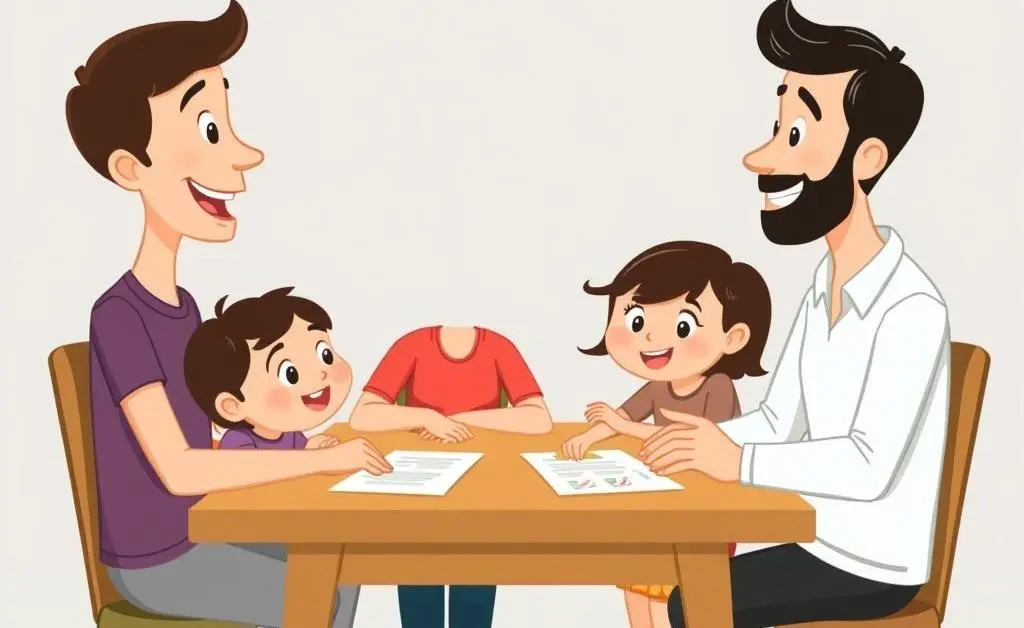 A family discussing financial aid options at a table.