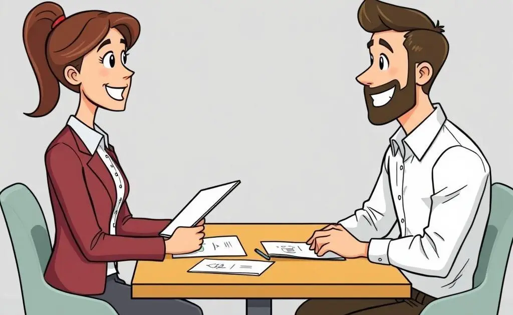 Friendly financial advisor and young professional sharing ideas