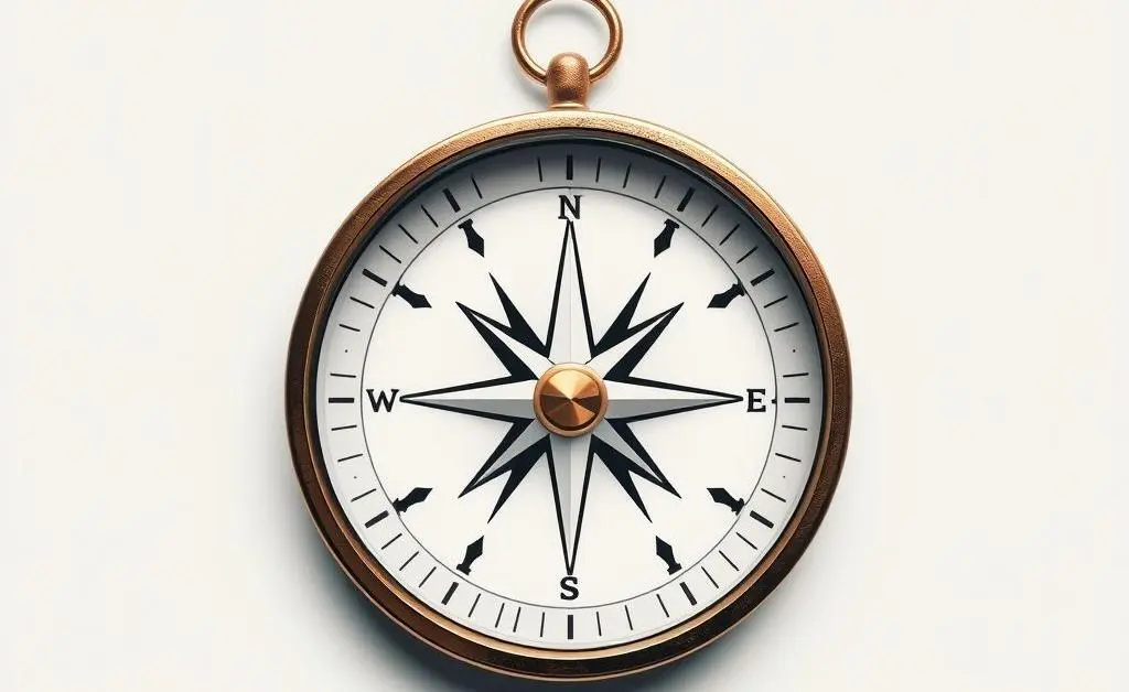 A compass superimposed over a map, representing direction.