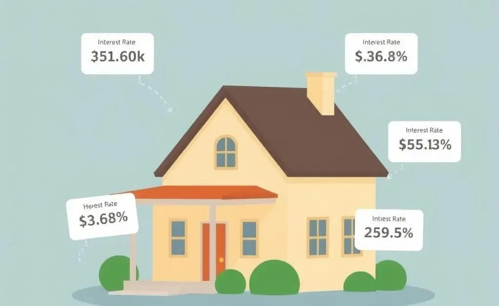 Illustration of a house with floating interest rates