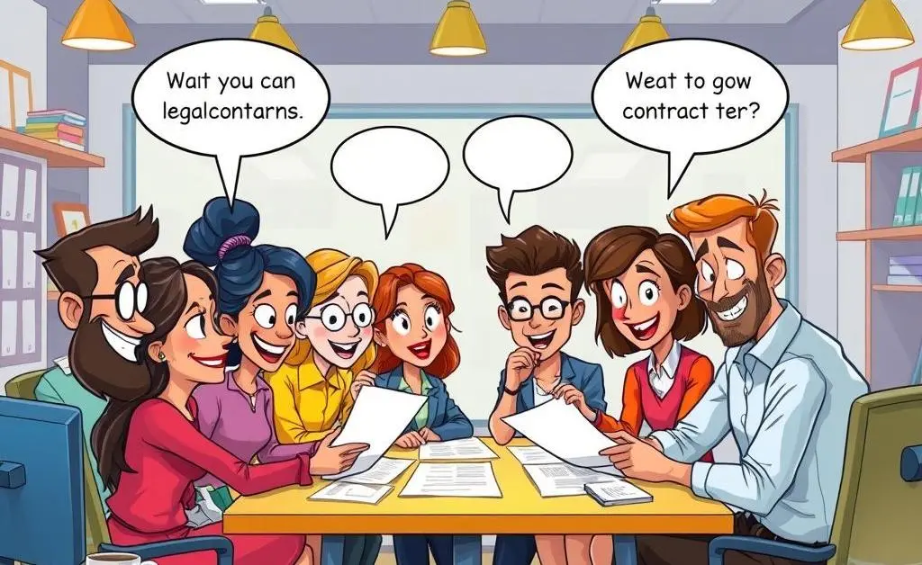 Small business team discussing legal documents