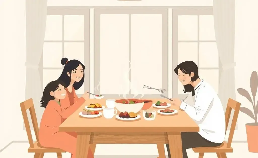 Family enjoying a homemade meal together