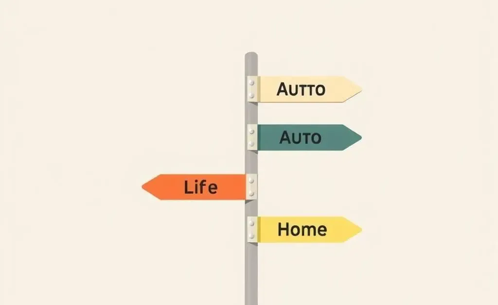 Road sign with arrows representing different insurance plans