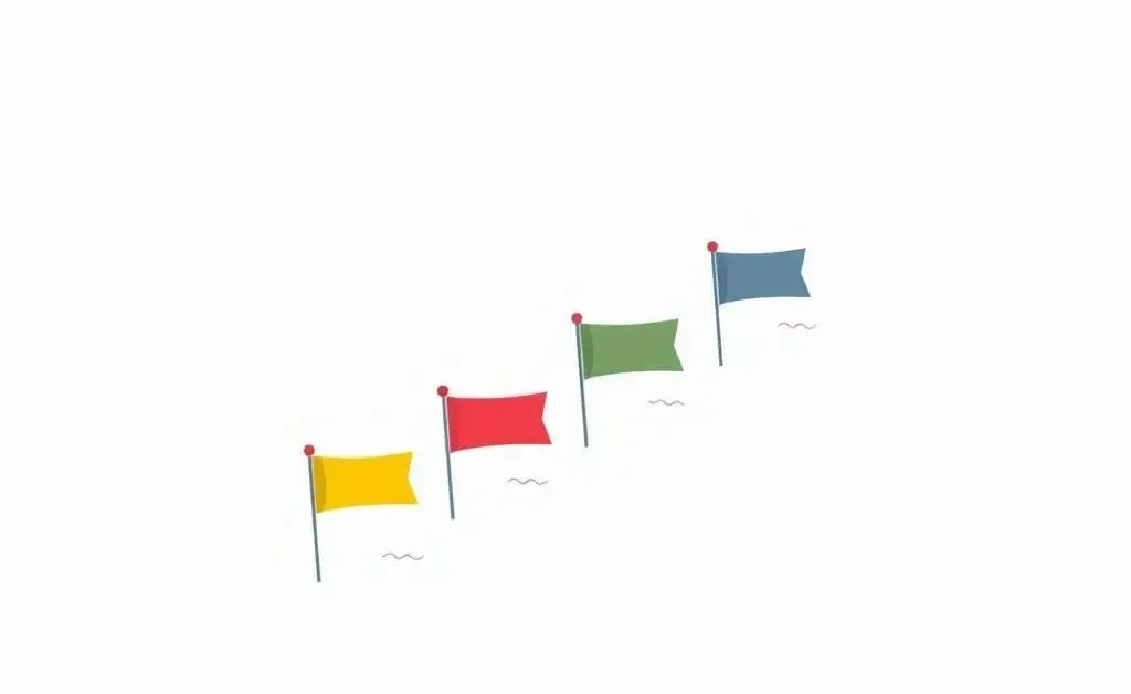 Colorful flags representing small victories