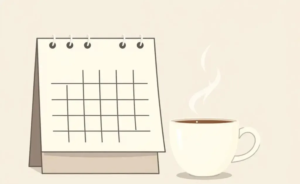 Calendar with coffee cup