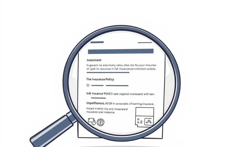 A simple illustration of a magnifying glass over an insurance policy document