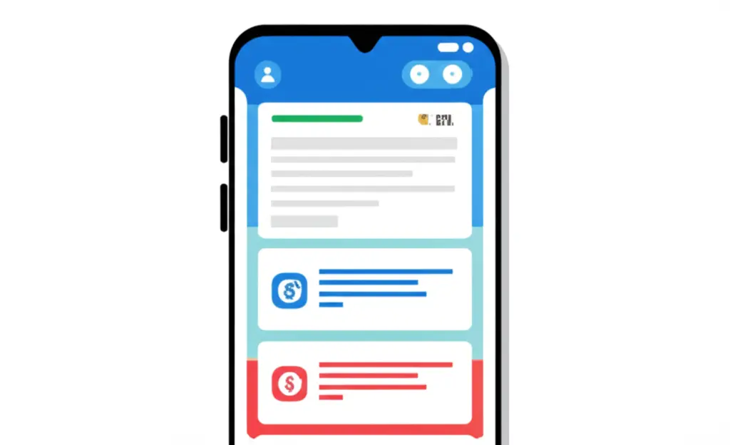 Cartoon-style image of different bank notifications on a smartphone