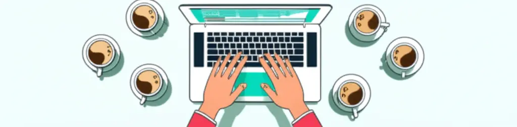 Person budgeting on a laptop with coffee