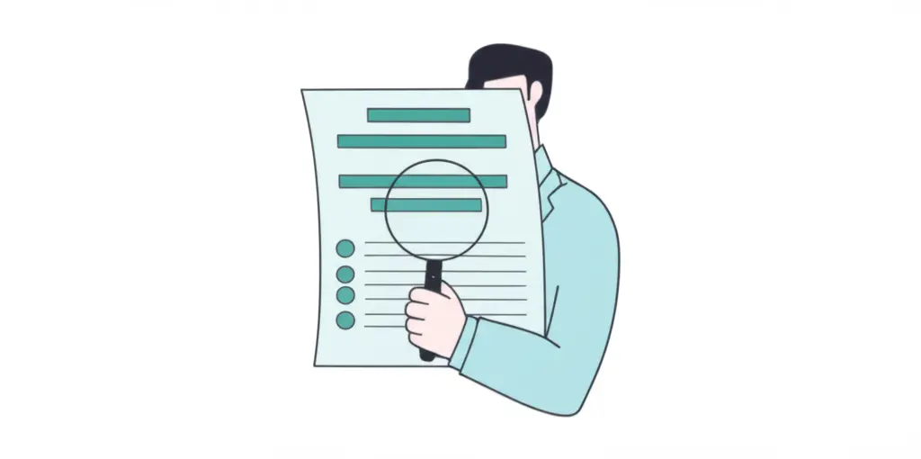 Hand-drawn image of a detective examining a bank statement