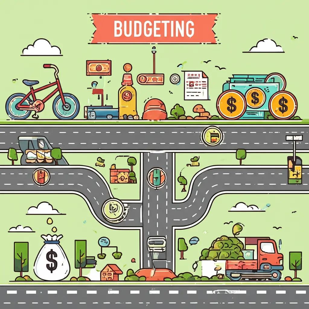 Financial roadmap with budgeting, saving, investing