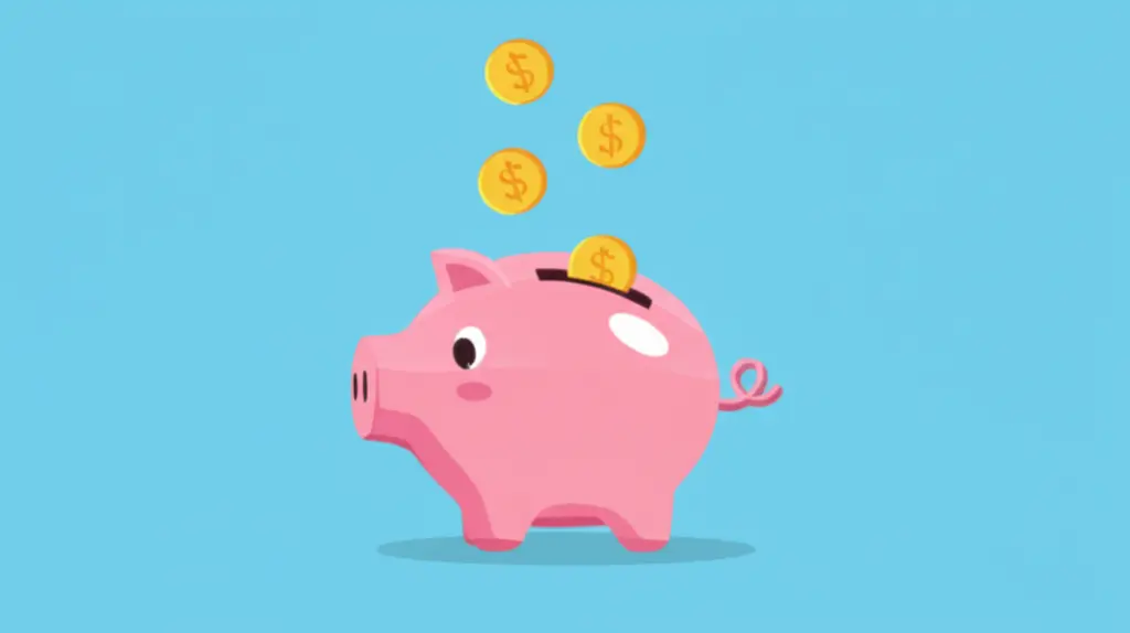 Piggy bank with coins.