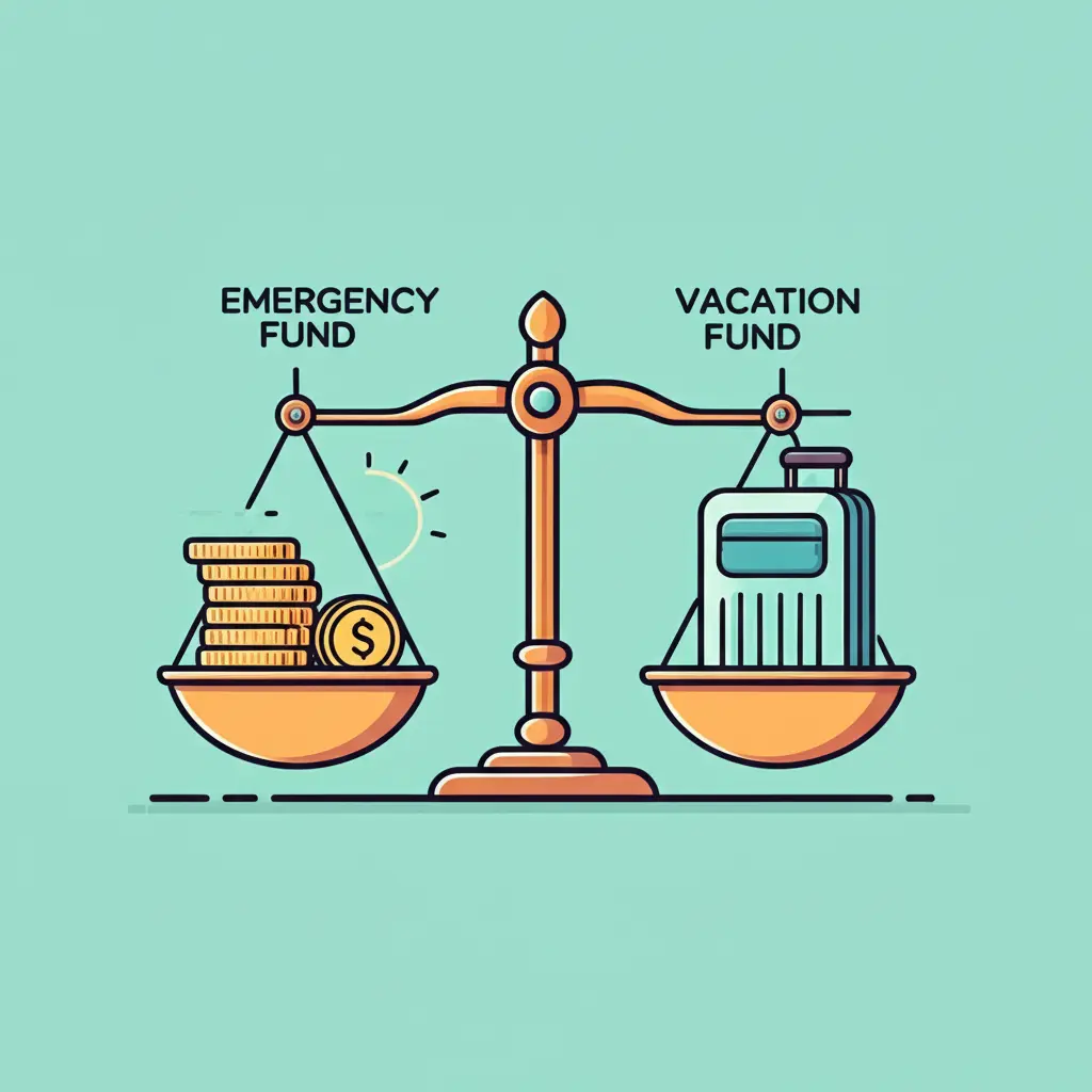 Scale balancing emergency and vacation funds