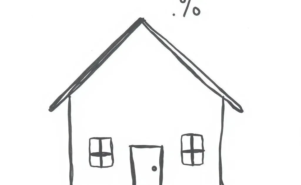 A house with fluctuating interest rate percent symbols above it