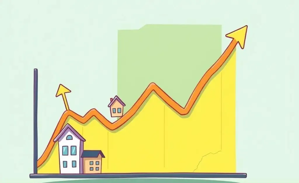 A cartoon graph showing real estate market trends in Indiana.