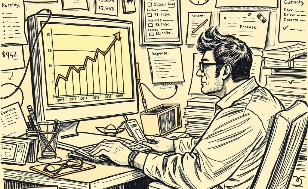 Illustration of a small business owner looking at costs