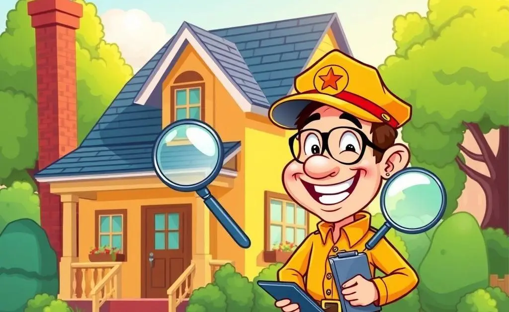 A cheerful inspector examining a house.
