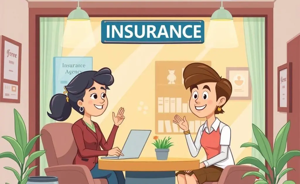 Illustration of a welcoming insurance agency office.