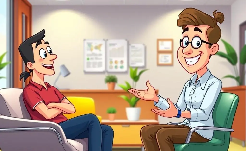 A client having a conversation with an insurance agent.