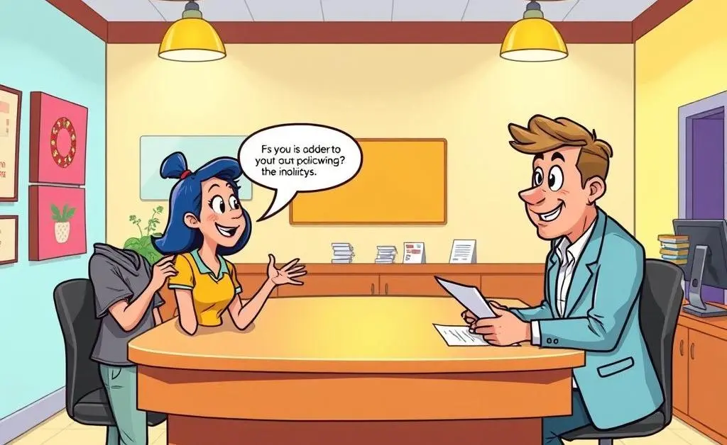 Customer asking questions to an insurance agent at a desk