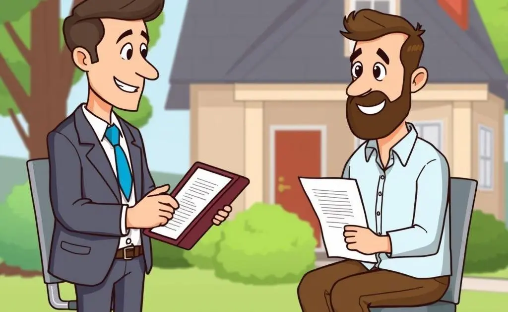 Insurance agent explaining policy details to a homeowner.