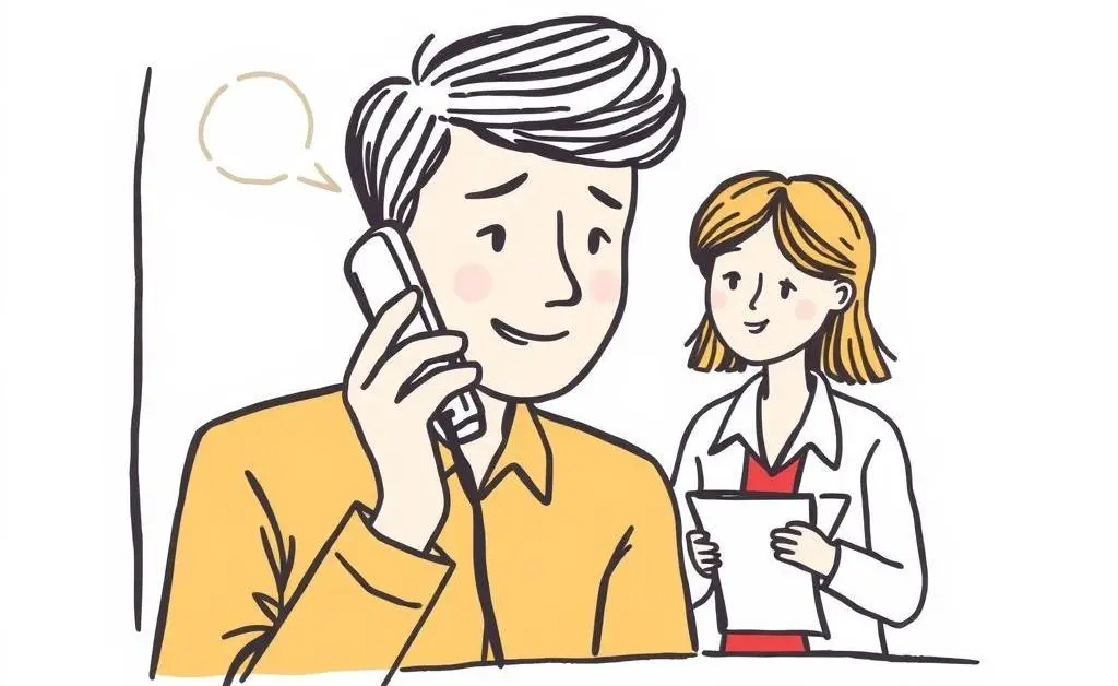 Hand-drawn image of a person on the phone with an insurance agent