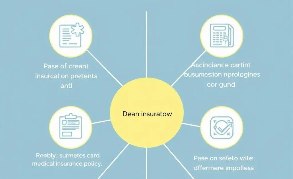 A cartoon-style breakdown of a medical insurance policy with highlighted important terms.