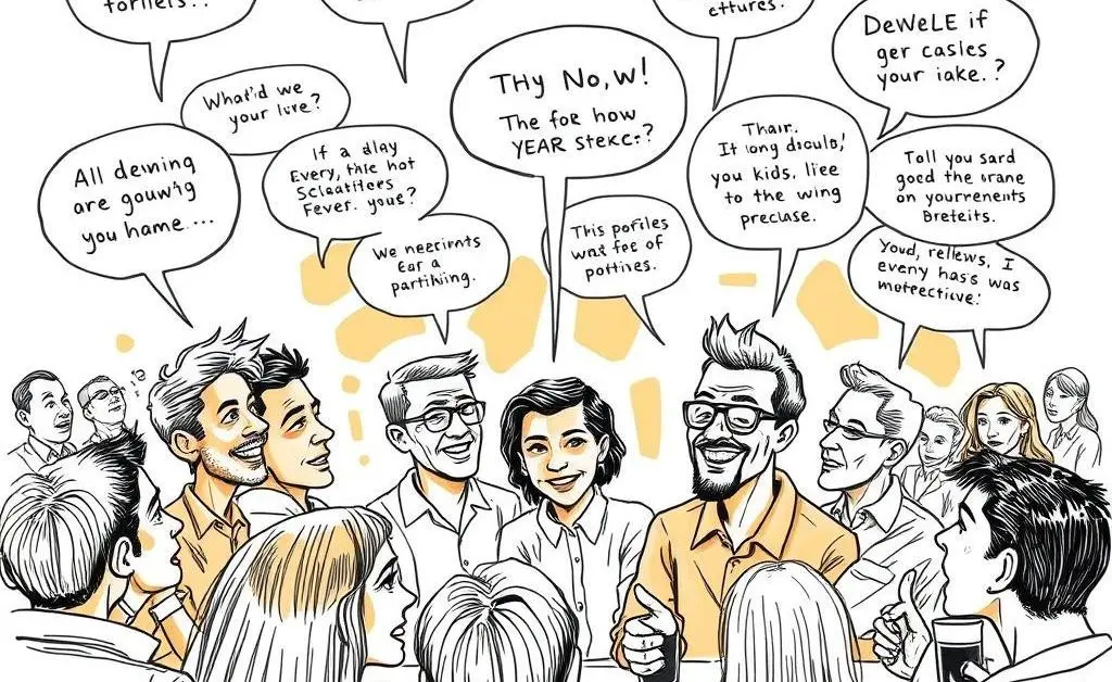 Hand-drawn image of a conversation bubble with insurance-related icons inside