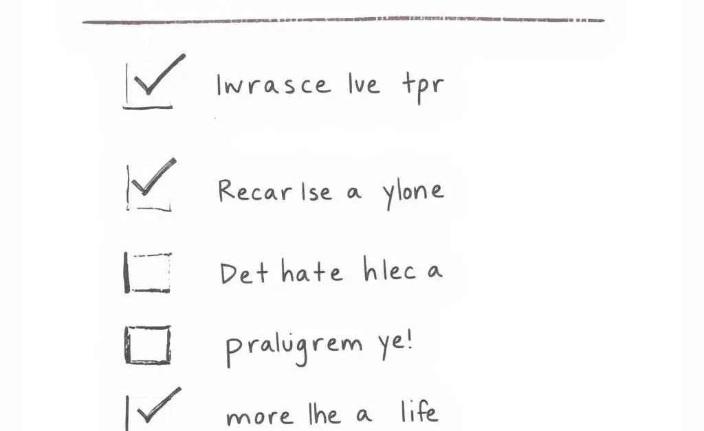 A hand-drawn style checklist of insurance claim steps with checkboxes.