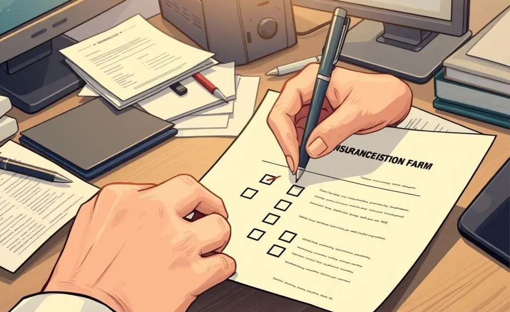 Illustration of a hands checking off an insurance checklist