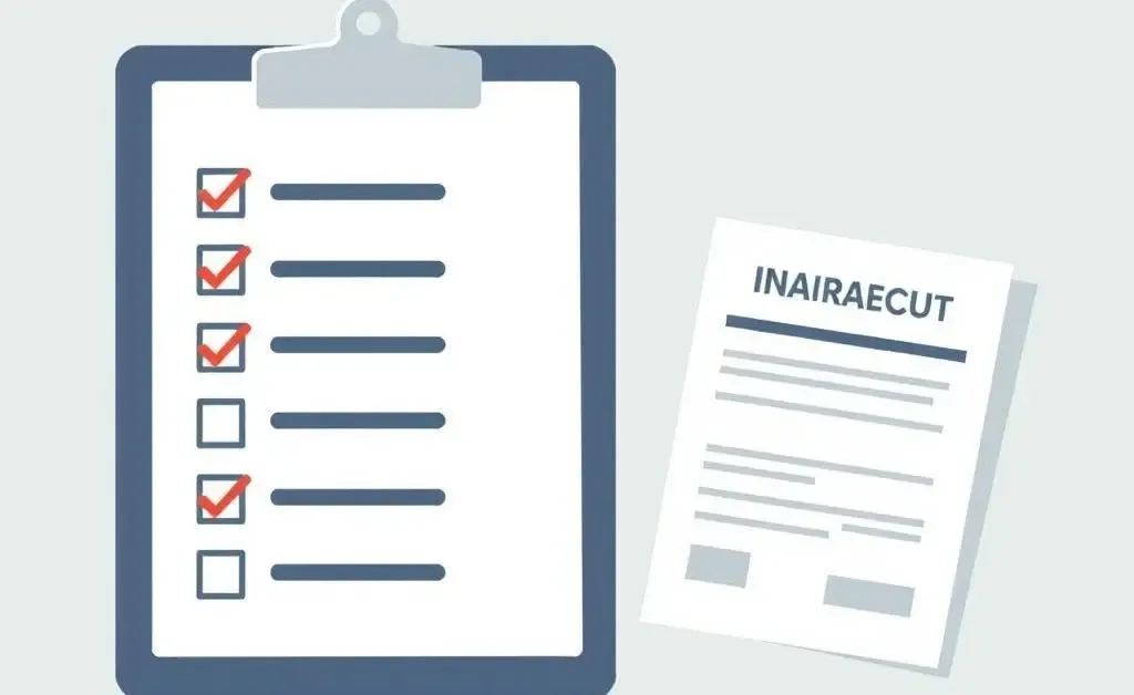 Illustration of a checklist with items checked off, and an insurance document beside it.