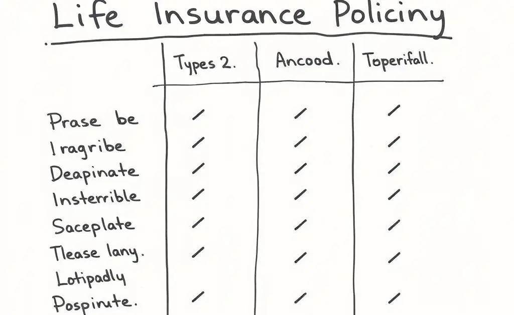 A simple chart comparing different types of life insurance policies.