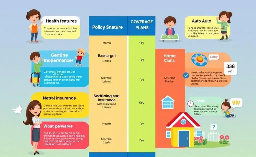 Comparison chart of different insurance plans with animated elements