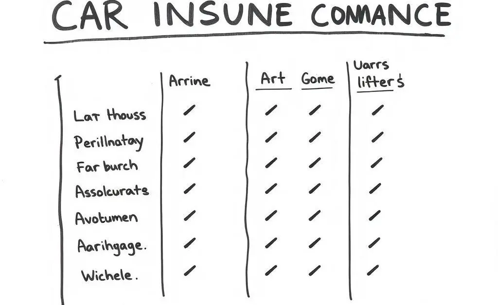 Hand-drawn chart comparing different car insurance companies