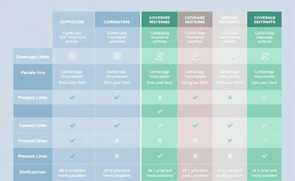 Comparison chart of different insurance policy options.