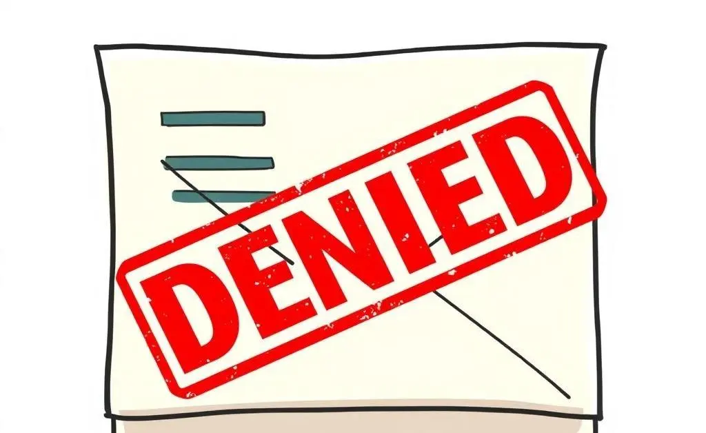 A denial letter with a big red denied stamp