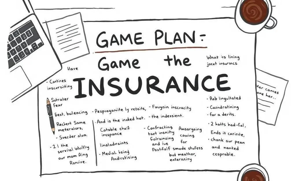 Desk with a detailed game plan for starting an insurance career
