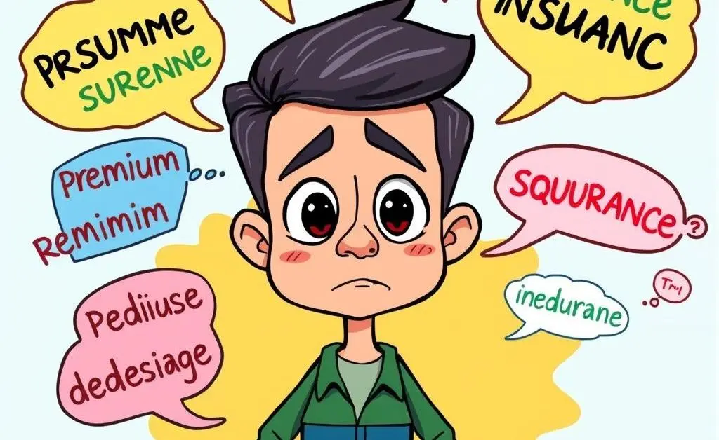 Confused person with insurance jargon.