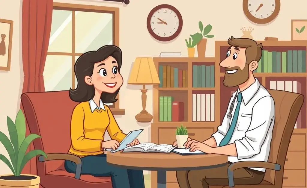 Insurance agent meeting with a client in a cozy office setting