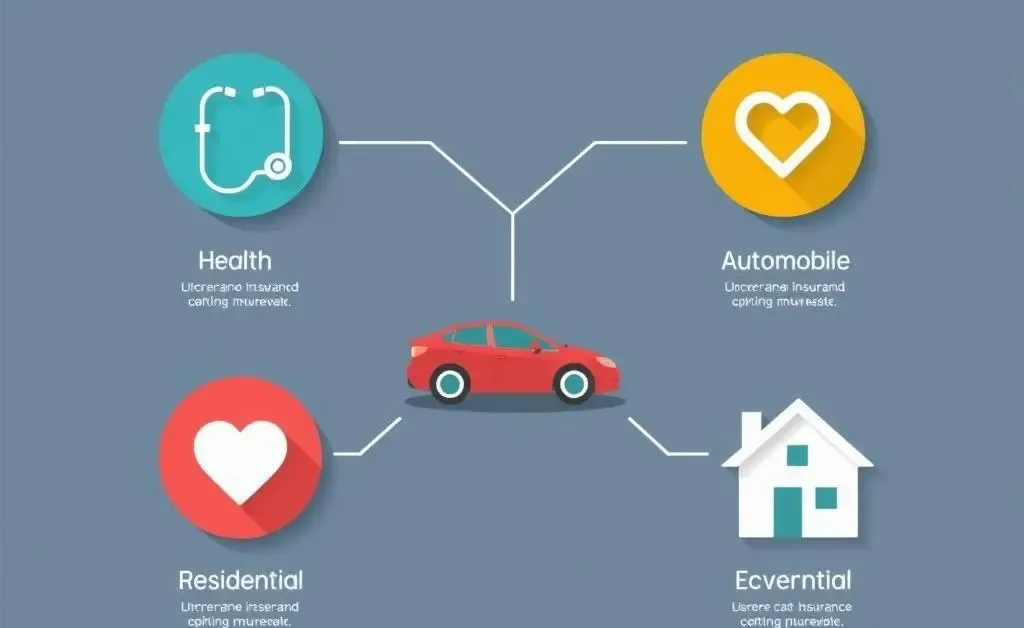 Various types of insurance options such as health, auto, and home