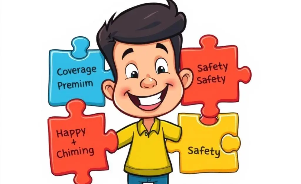 Cartoon-style illustration of connecting insurance puzzle pieces