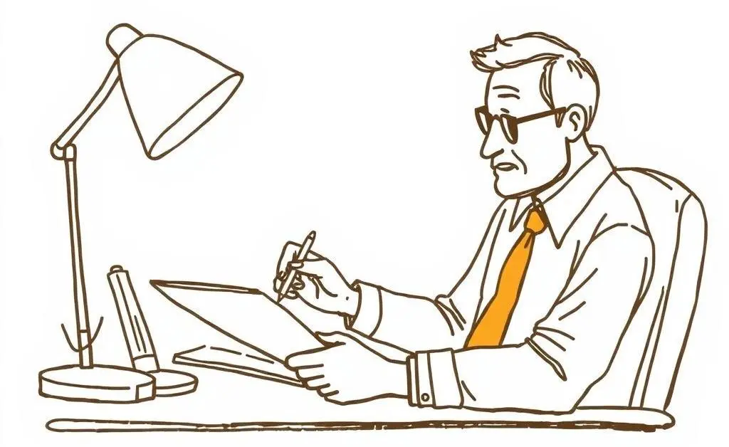 Illustration of a homeowner reviewing insurance paperwork