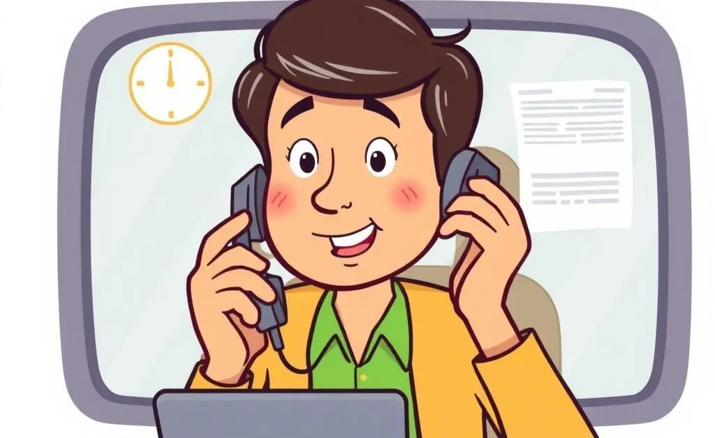 Cartoon-style image of a person talking on the phone with an insurance agent.