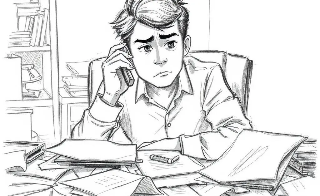 A person on the phone with an insurance agent, paperwork spread out over a table