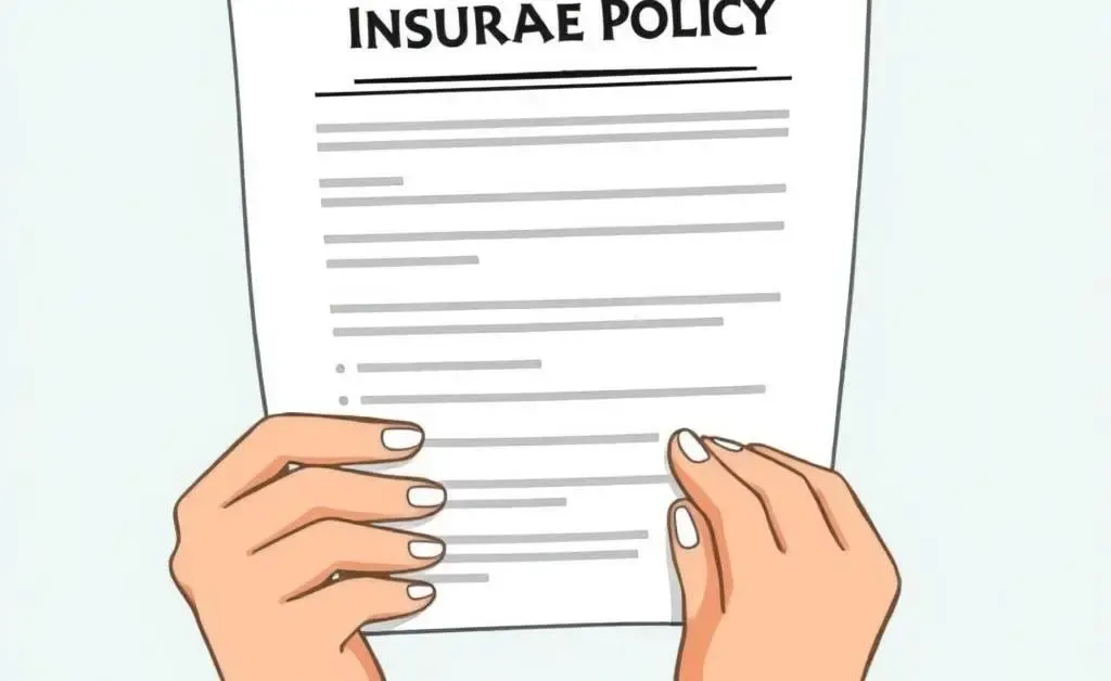 Hands holding an insurance policy document