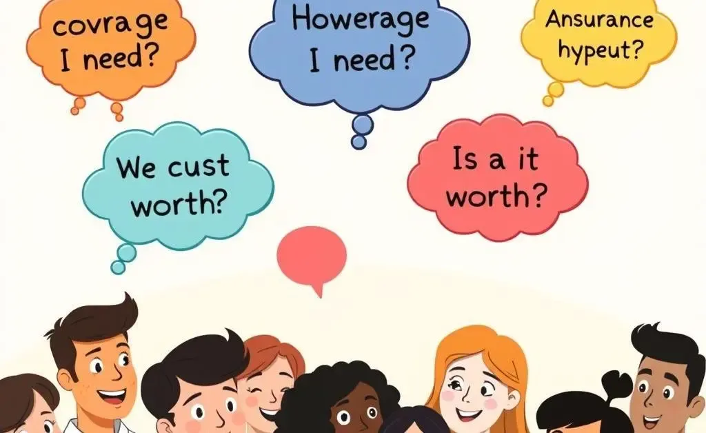 Thought bubbles with common insurance questions