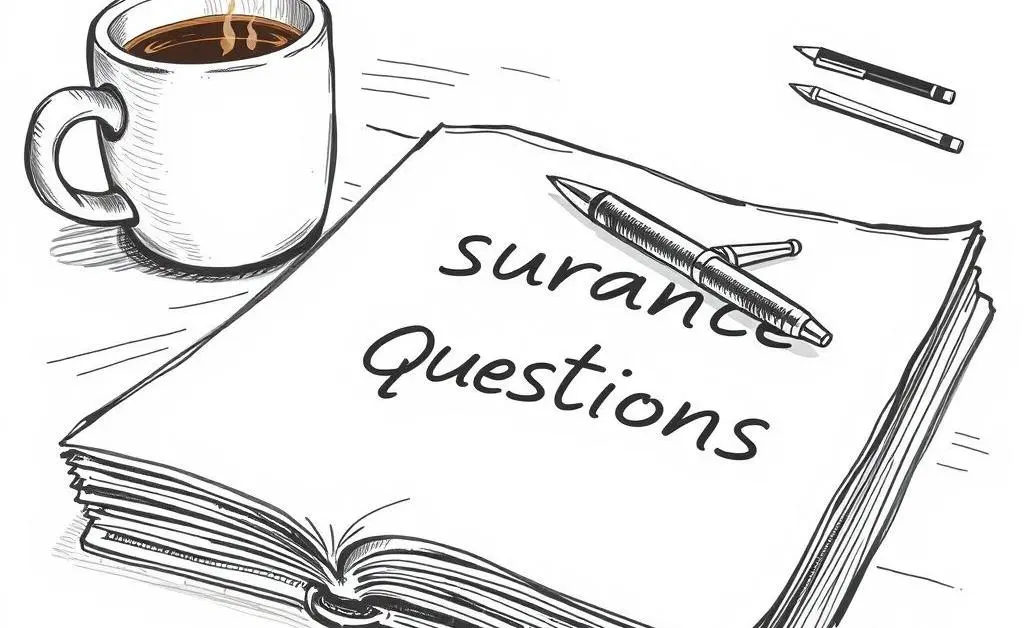 A checklist or guidebook labeled 'Insurance Questions'.