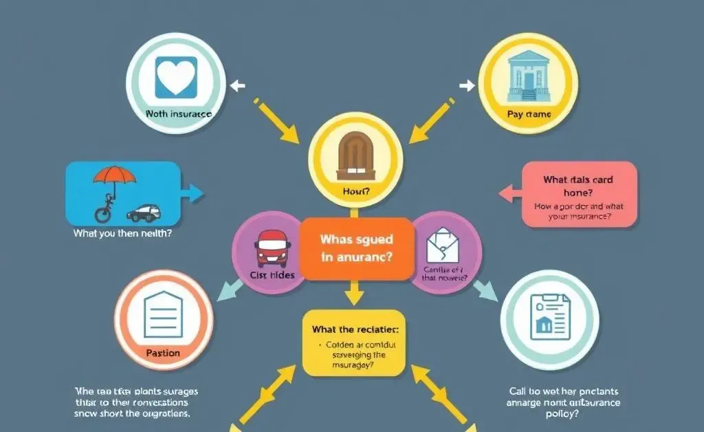An illustrated flowchart depicting common insurance questions and solutions.