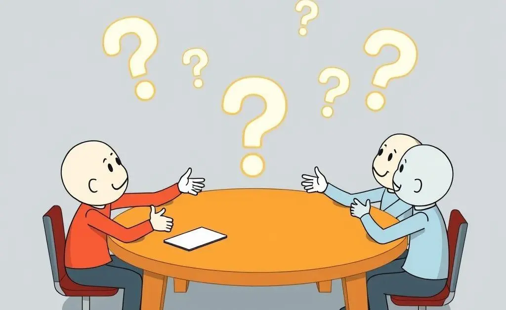 People discussing insurance questions around a table.