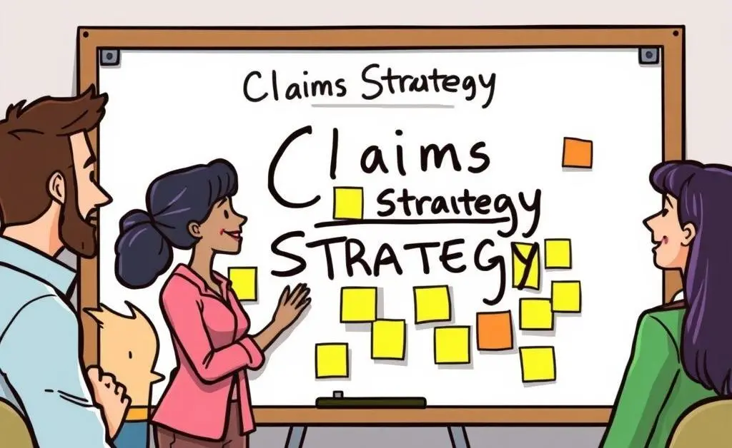 Team brainstorming insurance claim strategies